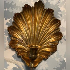Brass shell candle sconce MCM solid brass gold